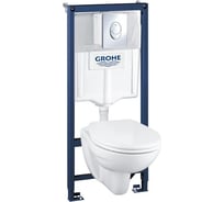 Набор инсталляция 4 в 1 Grohe Solido с подвесным унитазом Lecico Geo, сиденьем с кр. и панелью смыва Skate Air 39400000
