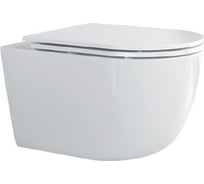 Унитаз подвесной CEZARES RELAX безободковый, с системой смыва "Торнадо", с сиденьем soft close, 53 см CZR-3806-53-TH-TOR/SC