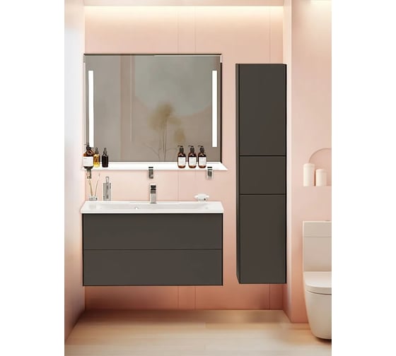 Подвесная Toppus SILK 100 с умывальником Premier, графит матовый 9811.025