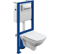 Комплект Cersanit CARINA CO DPL EO slim: инсталляция LINK PRO, кнопка PILOT S-SET-CARC/LPRO/S-DL/Pi-W