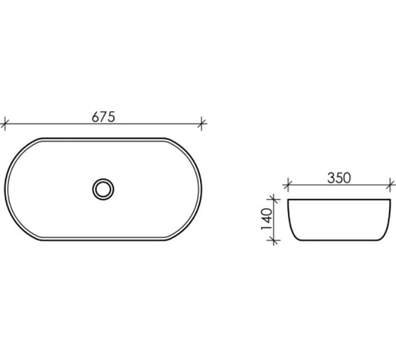 Накладной умывальник чаша Ceramicanova Element овальная, 675х350х140 мм CN5022