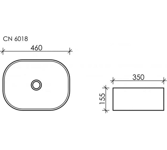 Накладной умывальник чаша Ceramicanova Element овальная, 610х410х150 мм CN6018