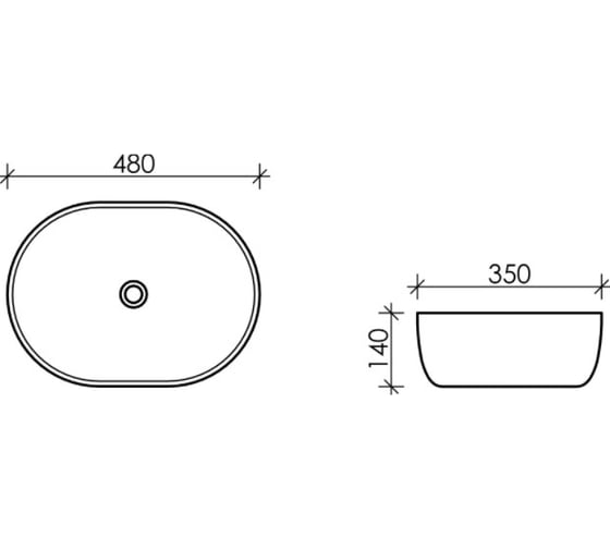 Накладной умывальник чаша Ceramicanova Element овальная, 480х350х140 мм CN6019