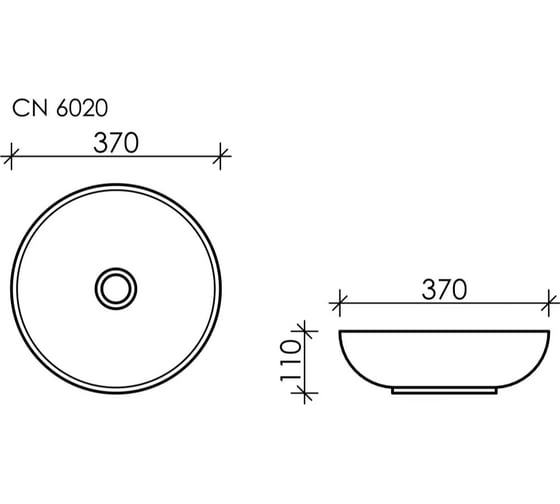 Накладной умывальник чаша Ceramicanova Element круглая, 370х370х110 мм CN6020