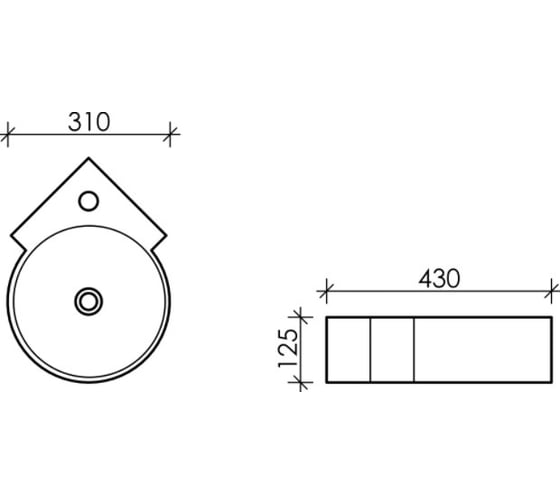 Подвесной умывальник Ceramicanova Element угловой, 310х430х125 мм CN5019