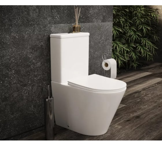 Напольная пристенная чаша унитаза Ceramicanova HIGHLIGHT Rimless CN1802-B
