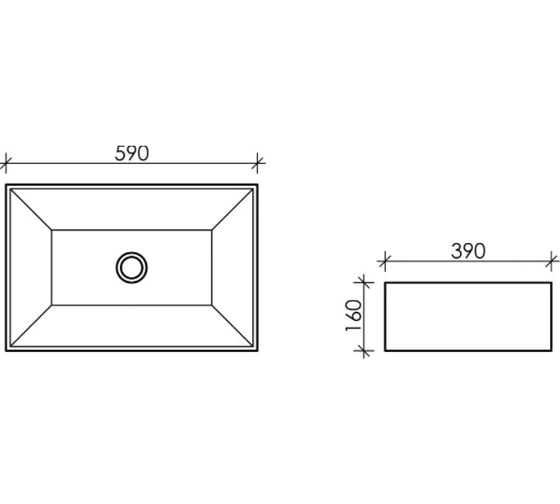 Накладной умывальник чаша Ceramicanova Element прямоугольная, 590х390х160 мм CN5013