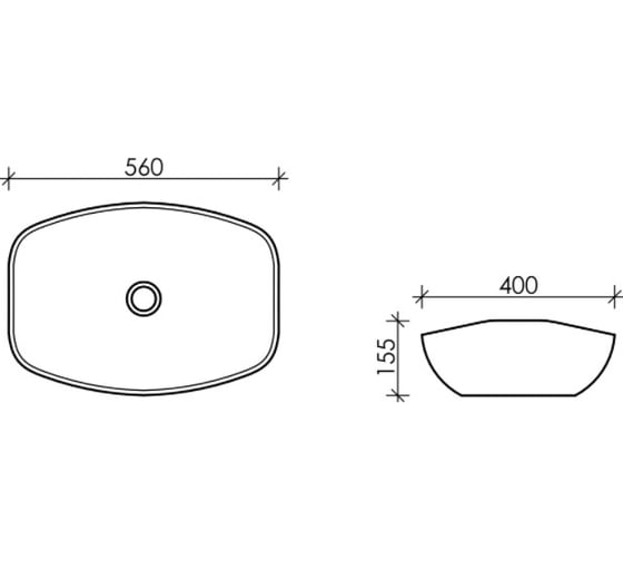Накладной умывальник чаша Ceramicanova Element овальная, 560х400х155 мм CN5016