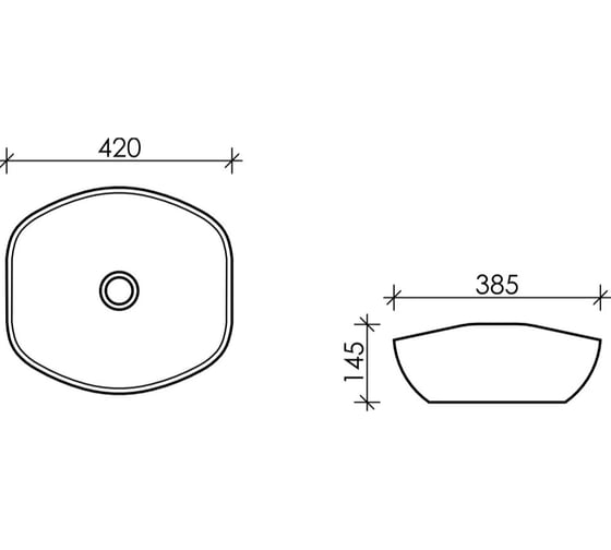 Накладной умывальник чаша Ceramicanova Element овальная, 420х385х145 мм CN5017