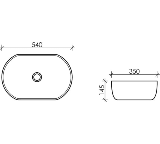 Накладной умывальник чаша Ceramicanova Element овальная, 540х350х145 мм CN5023