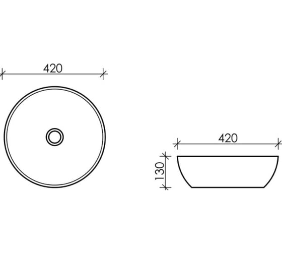 Накладной умывальник чаша Ceramicanova Element круглая, 420х420х130 мм CN5024