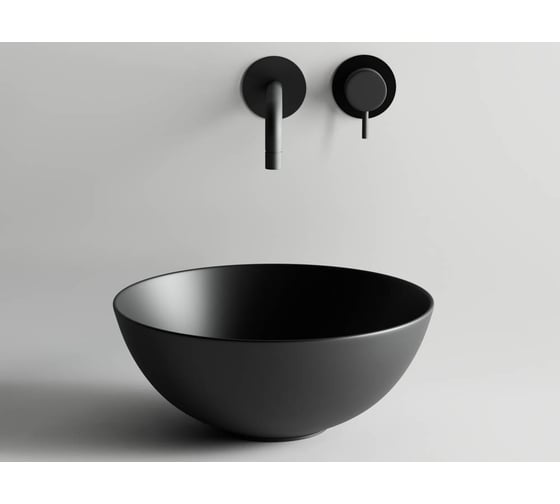 Умывальник чаша Ceramicanova Element накладная, круглая, цвет чёрный матовый 358х358х155 мм CN6004