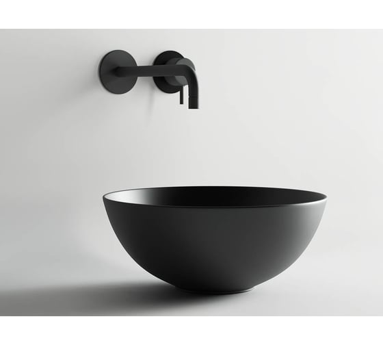 Умывальник чаша Ceramicanova Element накладная, круглая, цвет чёрный матовый 358х358х155 мм CN6004