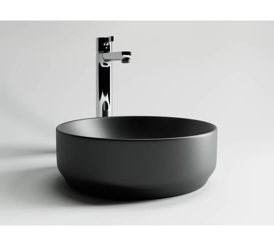 Умывальник чаша Ceramicanova Element накладная круглая, цвет чёрный матовый 355х355х125 мм CN6007
