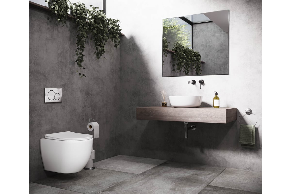Подвесной унитаз Ceramicanova MIA Rimless с крепежом, с сиденьем ...