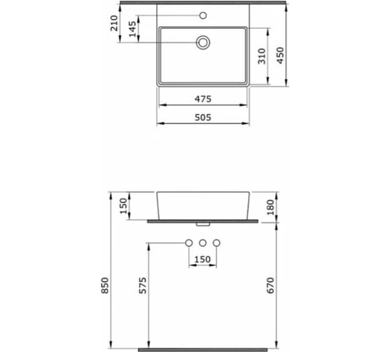 Накладная раковина Bocchi Milano - 50 см, цвет белый 1216-001-0126