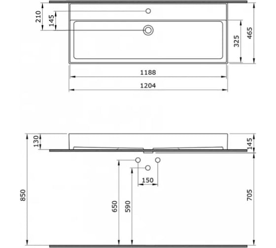 Накладная раковина Bocchi Milano - 120 см, цвет белый 1394-001-0126/1394-001-0132