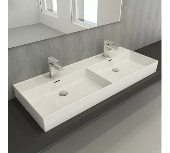 Двойная накладная раковина Bocchi Milano - 120 см, цвет белый 1393-001-0126/1393-001-0132
