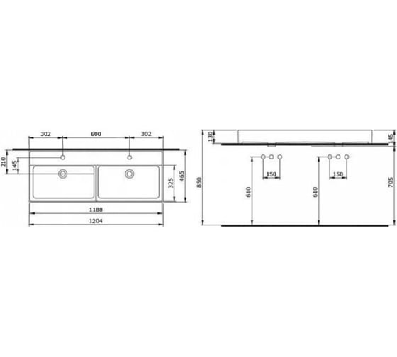 Двойная накладная раковина Bocchi Milano - 120 см, цвет белый 1393-001-0126/1393-001-0132