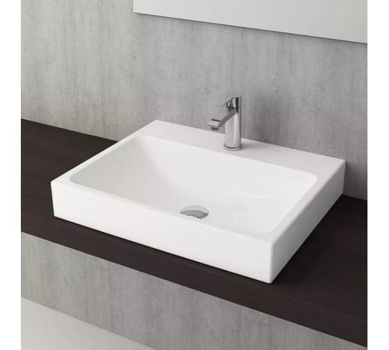 Накладная раковина Bocchi Scala Arch 600х480, 1 отверстие под смеситель, белый 1077-001-0126