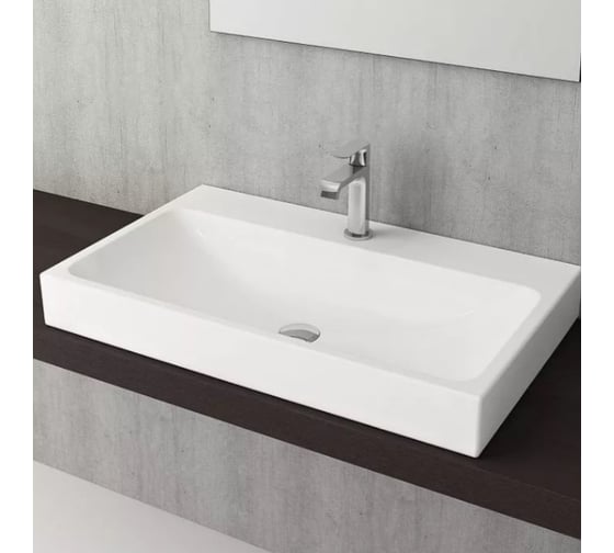 Накладная раковина Bocchi Scala Arch 800х480, 1 отверстие под смеситель, белый 1078-001-0126