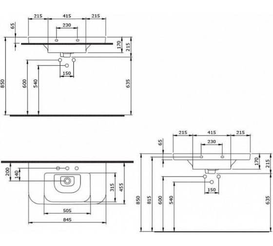 Раковина Bocchi Vessel размер 850x450 мм, цвет белый 1231-001-0126