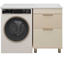 Тумба напольная Brevita ENFIDA - 60 1 ящ. под стиральную машину, бежевая мат. эмаль с Б/К + раковина левая УТ000024650