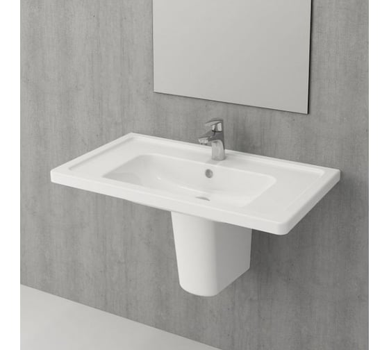 Раковина Bocchi Taormina Pro 850х490, c переливом, 1 отверстие под смеситель, белый 1008-001-0126