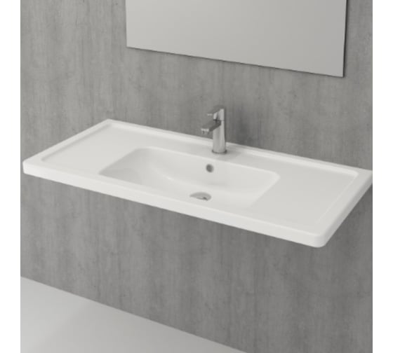 Раковина Bocchi Taormina Pro 1000х490 c переливом, 1 отверстие под смеситель белый 1118-001-0126
