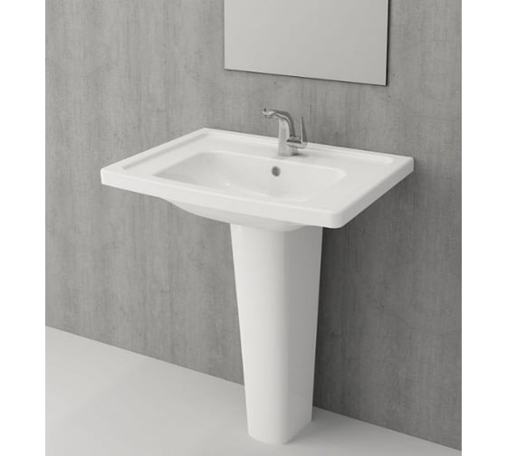 Раковина Bocchi Taormina Pro 650х490, c переливом, 1 отверстие под смеситель белый 1007-001-0126