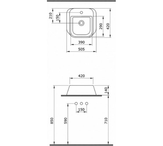 Навесная раковина Bocchi Firenze c переливом,1 отверстие под смеситель, белый 1074-001-0126