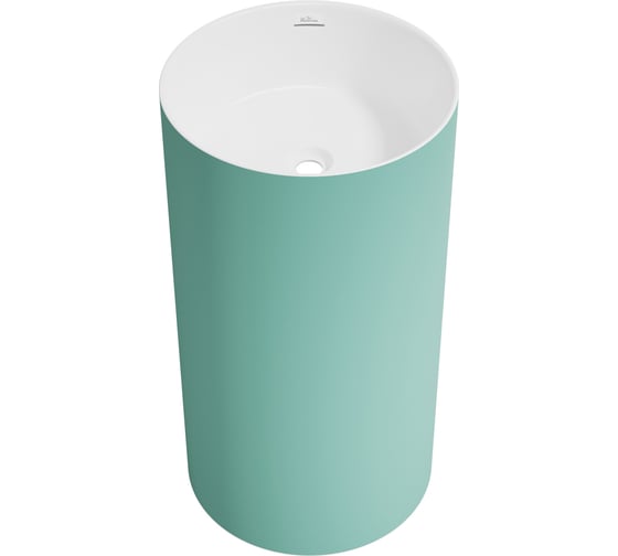 Напольная раковина отдельностоящая Wellsee Chalice Perfection в наборе 2 в 1, раковина-моноблок из акрила, цвет матовый светло-зеленый / белый глянец 20212950R