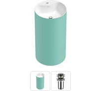 Напольная раковина отдельностоящая Wellsee Chalice Perfection в наборе 2 в 1, раковина-моноблок из акрила, цвет матовый светло-зеленый / белый глянец 20213074R