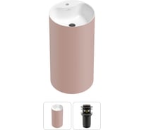 Напольная раковина отдельностоящая Wellsee Chalice Perfection в наборе 2 в 1, раковина-моноблок из акрила, цвет матовый светло-розовый / белый глянец 20213107R