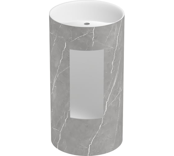 Напольная раковина отдельностоящая Wellsee Chalice Perfection в наборе 2 в 1, раковина-моноблок из акрила, цвет матовый серый мрамор / белый глянец 20213047R