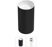 Напольная раковина отдельностоящая Wellsee Chalice Perfection в наборе 2 в 1, раковина-моноблок из акрила, цвет матовый черный / белый глянец 20212907R