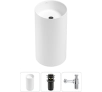 Напольная раковина отдельностоящая Wellsee Chalice Perfection в наборе 3 в 1, раковина-моноблок из акрила, цвет матовый белый 20212897R