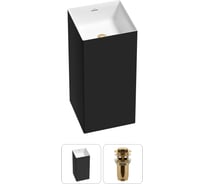 Напольная раковина отдельно стоящая Wellsee Pure BY в наборе 2 в 1, раковина-моноблок из акрила, цвет матовый черный / белый глянец 20213240R