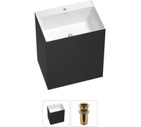 Напольная раковина отдельно стоящая Wellsee Doux в наборе 2 в 1, раковина-моноблок из акрила, цвет матовый черный / белый глянец 20213200R