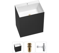 Напольная раковина отдельно стоящая Wellsee Doux в наборе 3 в 1, раковина-моноблок из акрила, цвет матовый черный / белый глянец 20213204R