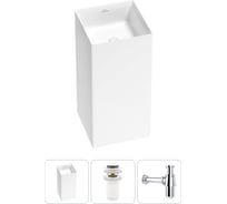 Напольная раковина отдельно стоящая Wellsee Pure BY в наборе 3 в 1, раковина-моноблок из акрила, цвет белый глянец 20213221R