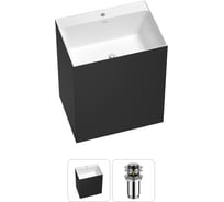 Напольная раковина отдельно стоящая Wellsee Doux в наборе 2 в 1, раковина-моноблок из акрила, цвет матовый черный / белый глянец 20213198R