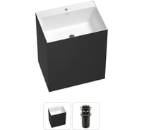 Напольная раковина отдельно стоящая Wellsee Doux в наборе 2 в 1, раковина-моноблок из акрила, цвет матовый черный / белый глянец 20213199R