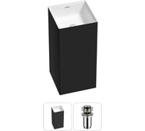 Напольная раковина отдельно стоящая Wellsee Pure BY в наборе 2 в 1, раковина-моноблок из акрила, цвет матовый черный / белый глянец 20213238R