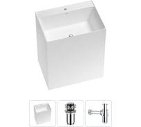 Напольная раковина отдельно стоящая Wellsee Doux в наборе 3 в 1, раковина-моноблок из акрила, цвет матовый белый 20213186R