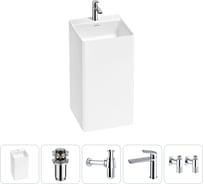 Напольная раковина отдельно стоящая Wellsee Pure BY в наборе 5 в 1, раковина-моноблок из акрила, цвет белый глянец 20213262R