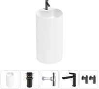 Напольная раковина отдельностоящая Wellsee Chalice Perfection в наборе 5 в 1, раковина-моноблок из акрила, цвет белый глянец 20212995R