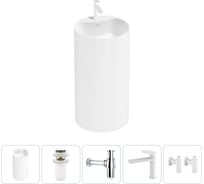 Напольная раковина отдельностоящая Wellsee Chalice Perfection в наборе 5 в 1, раковина-моноблок из акрила, цвет белый глянец 20212997R