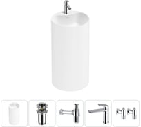 Напольная раковина отдельностоящая Wellsee Chalice Perfection в наборе 5 в 1, раковина-моноблок из акрила, цвет белый глянец 20212994R