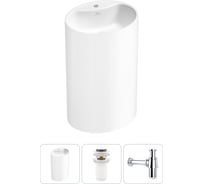 Напольная раковина отдельностоящая Wellsee Coquillage в наборе 3 в 1, раковина-моноблок из акрила, цвет белый глянец 20213125R